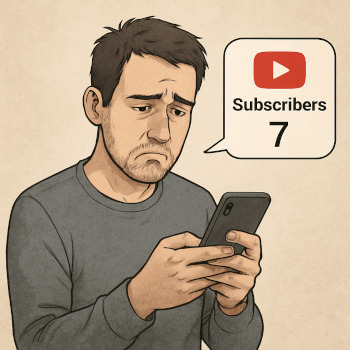 Человек грустит о малом количестве подписчиков на YouTube